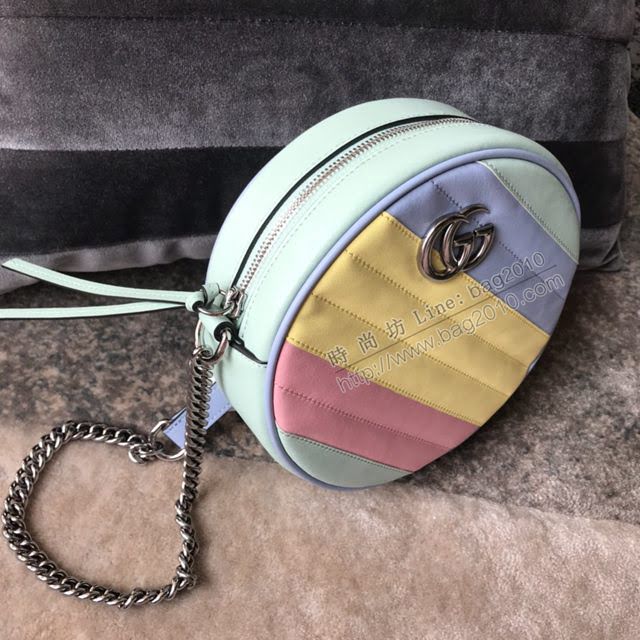 Gucci小牛皮女包 古馳新款GG Marmont馬卡龍新色首發 Gucci迷你手提包 583571櫻花粉  gdj1209